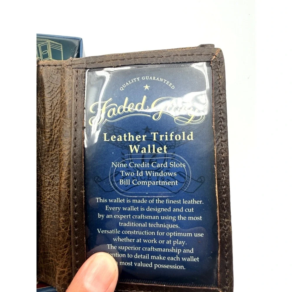 Faded Glory Men's American Bison Leather Trifold Wallet